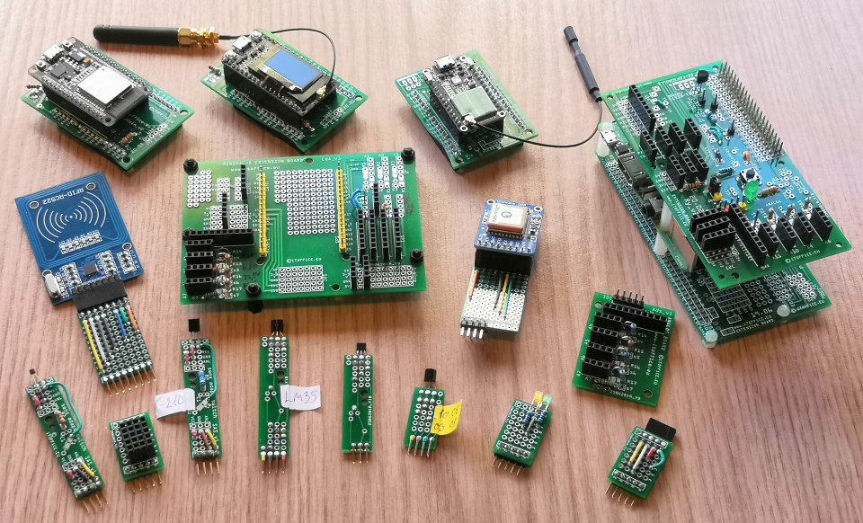Examples of PCB boards with sensor integrations developed by iotcencepts.eu for Rapid Application Development.